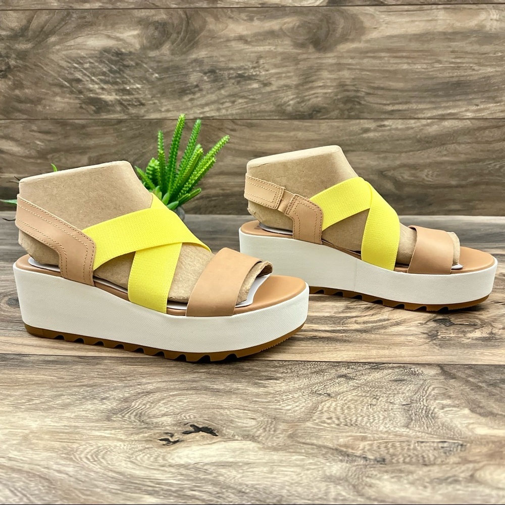 NIB Sorel Cameron Flatform Slingback Wedge Sandal Honest Beige - Picture 5 of 13